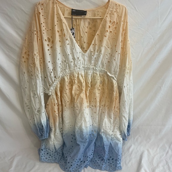 ASOS EDITION OMBRE MINI DRESS WITH GATHERED WAIST-MULTI Size 12 NWT - Picture 2 of 11